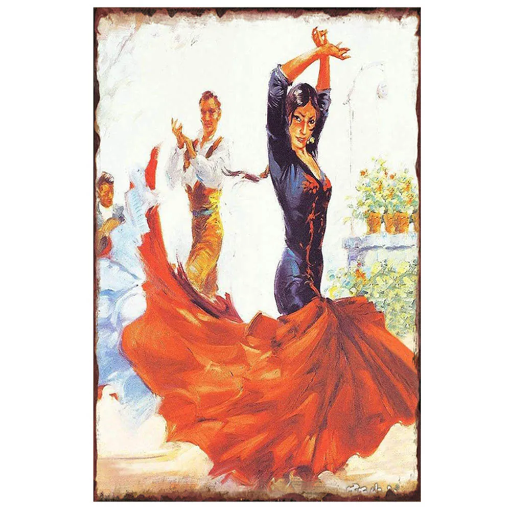 Испанский тореадор плакат ретро металлические оловянные пластины со знаками страстная девушка Жестяная Табличка для бара украшение стены дома 30x20cm