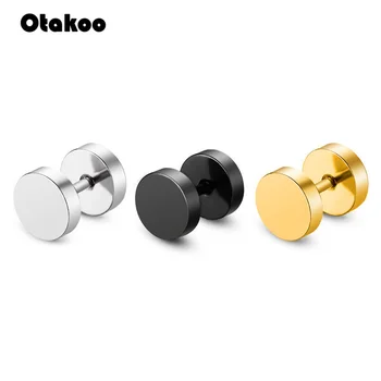 

Otakoo New 3 4 5 6 8 10 12 mm Men Women Girl Cool Barbell Punk Gothic Stainless Steel Studs Earrings DropShipping