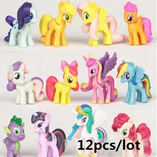 12 шт./компл. 3-5 см мой милый ПВХ с милым маленьким ponis лошадь игрушки Фигурки Куклы для девочек на день рождения, подарок на год