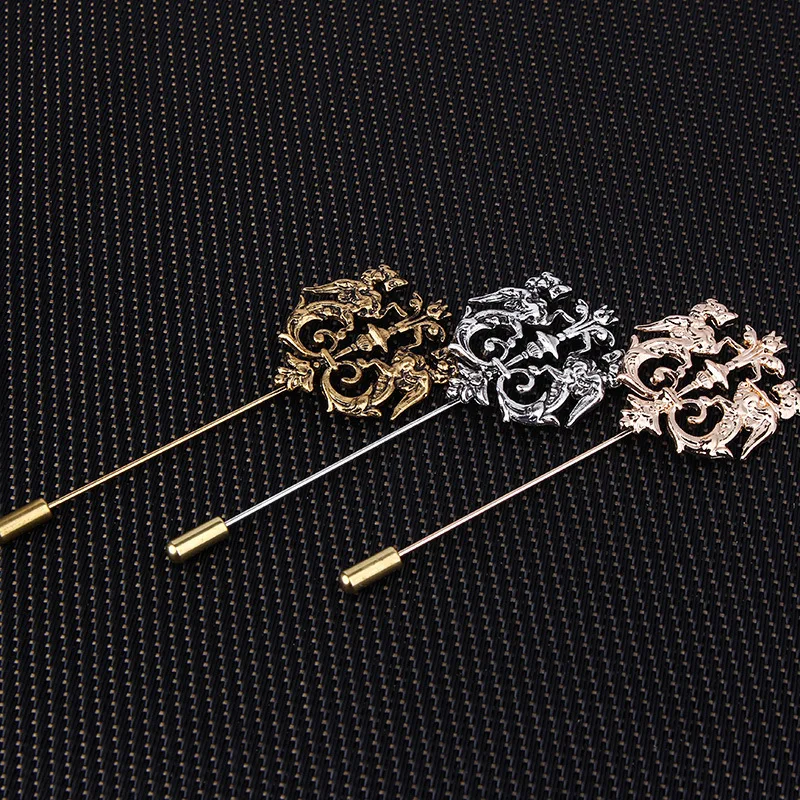 Мужские золотистые/Серебристые булавки на лацкан с двойным львом|lion lapel pin|lapel pins