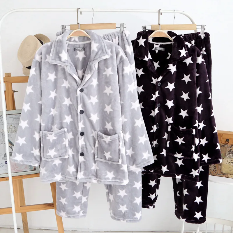 Pijama Hombre Повседневное пижамы Нижнее белье Для мужчин Топы с длинными рукавами и штаны Свободные пижамы костюм фланель осень-зима пижамы