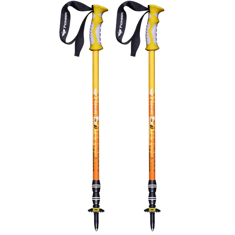 2 шт./лот, регулируемые палки для ходьбы, анти-шоковые палки для скандинавских прогулок, телескопические треккинговые палки, ультралегкие трости, 6 цветов - Цвет: 2pcs yellow
