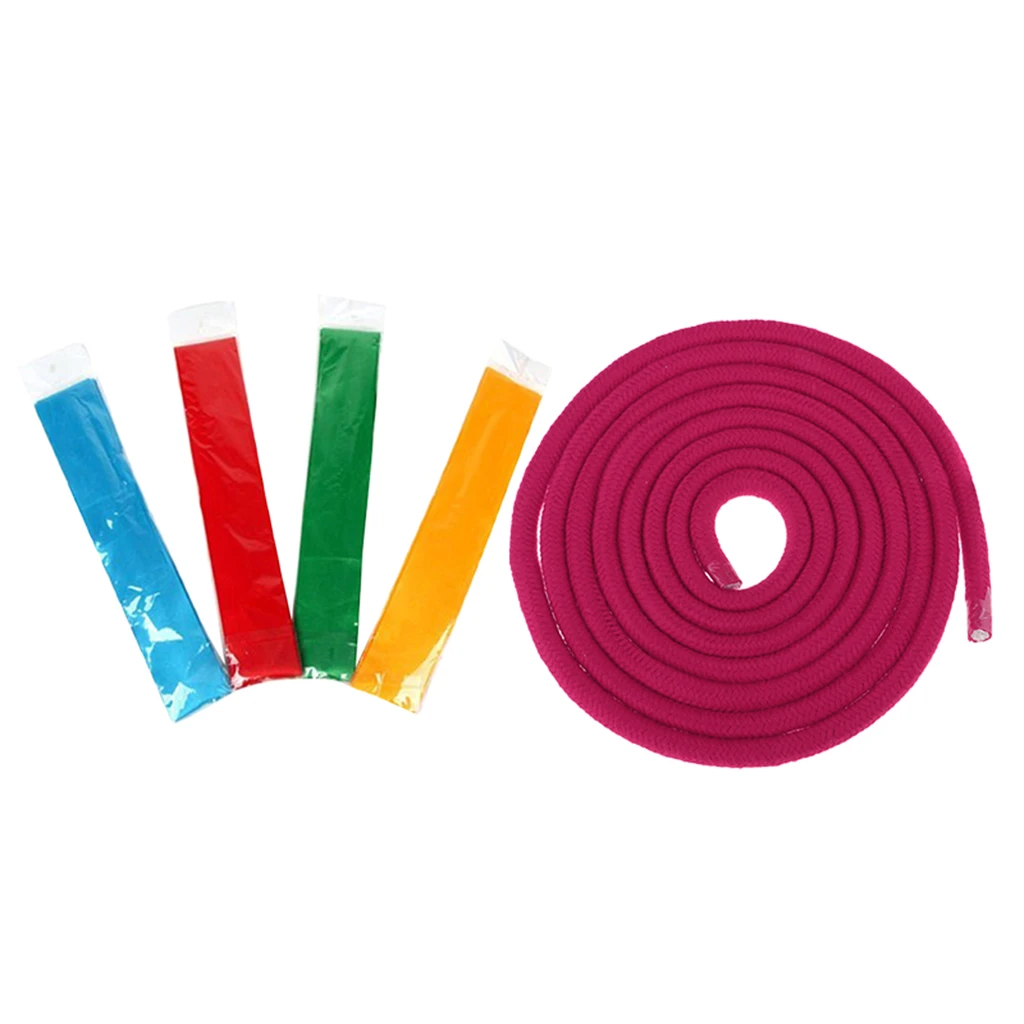 Gymnastics Rope Solid Color Cotton Rope with 4 Pcs Rhythmic Gymnastics Ribbon for Artistic Gymnastics Training