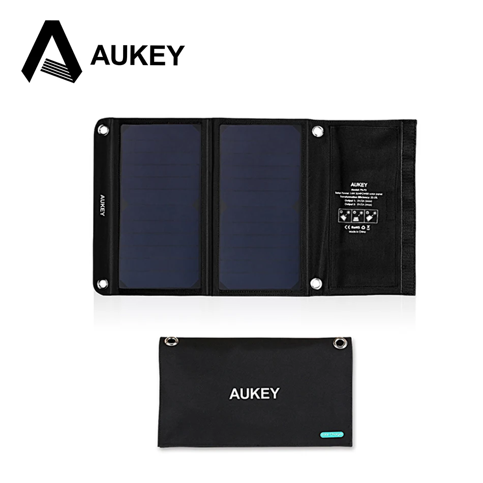 AUKEY 14 Вт портативное складное солнечное зарядное устройство с 2 портами usb и