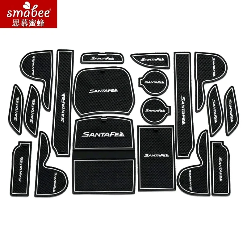 Tanie 19 sztuk zestaw dla Hyundai Santa Fe IX45 2013 2015, akcesoria samochodowe 3D mata gumowa mata antypoślizgowa mata do schowków na drzwiach pa...