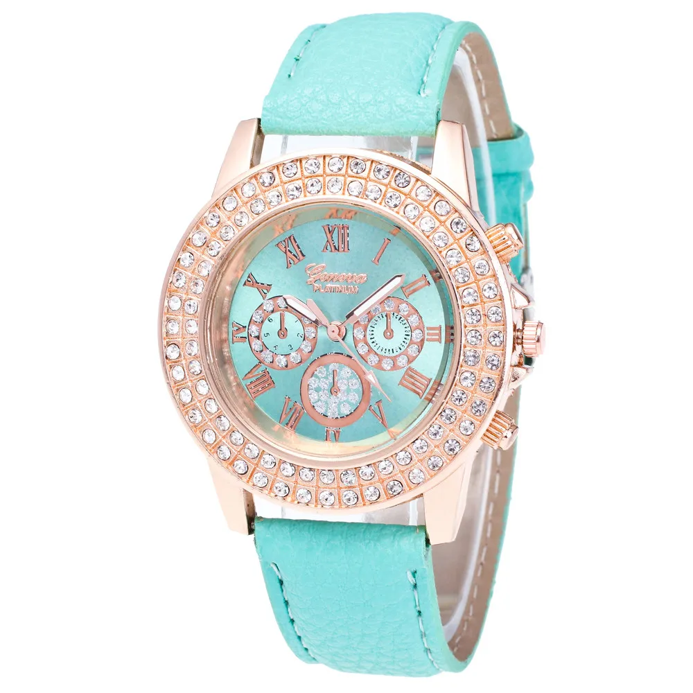 Модные женские часы-браслет, карамельные женские часы, стразы, кожаный ремешок, наручные часы, женское платье, relojes mujer#110717