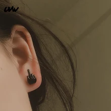 UVW093 2 шт нержавеющая сталь средний палец жесты Мужские Серьги Ушные затычки тоннели, пирсинг, украшения женские Pendientes Brincos панк