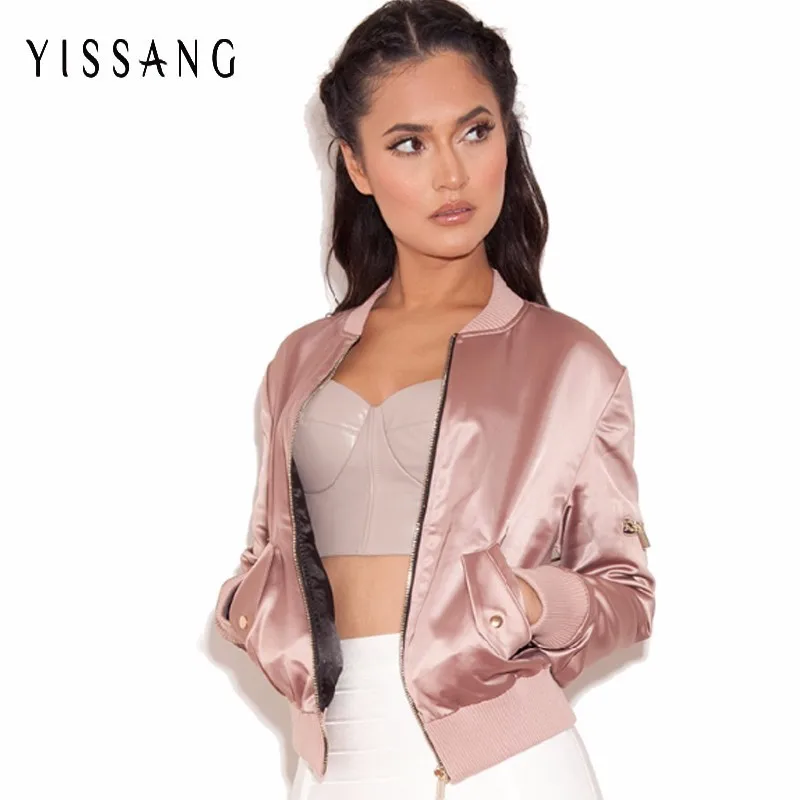 

Reflective Satin Bomber Jacket Autumn Women Long Sleeve Zipper Top Coat Biker Casual Short Style Coat Outwear