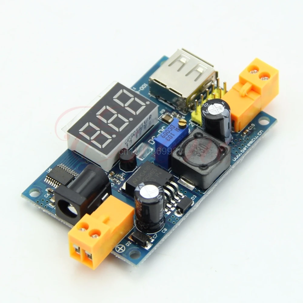 

1pc LM2596 DC-DC Adjustable Step-Down Power Converter Module+LED Voltmeter+USB Port