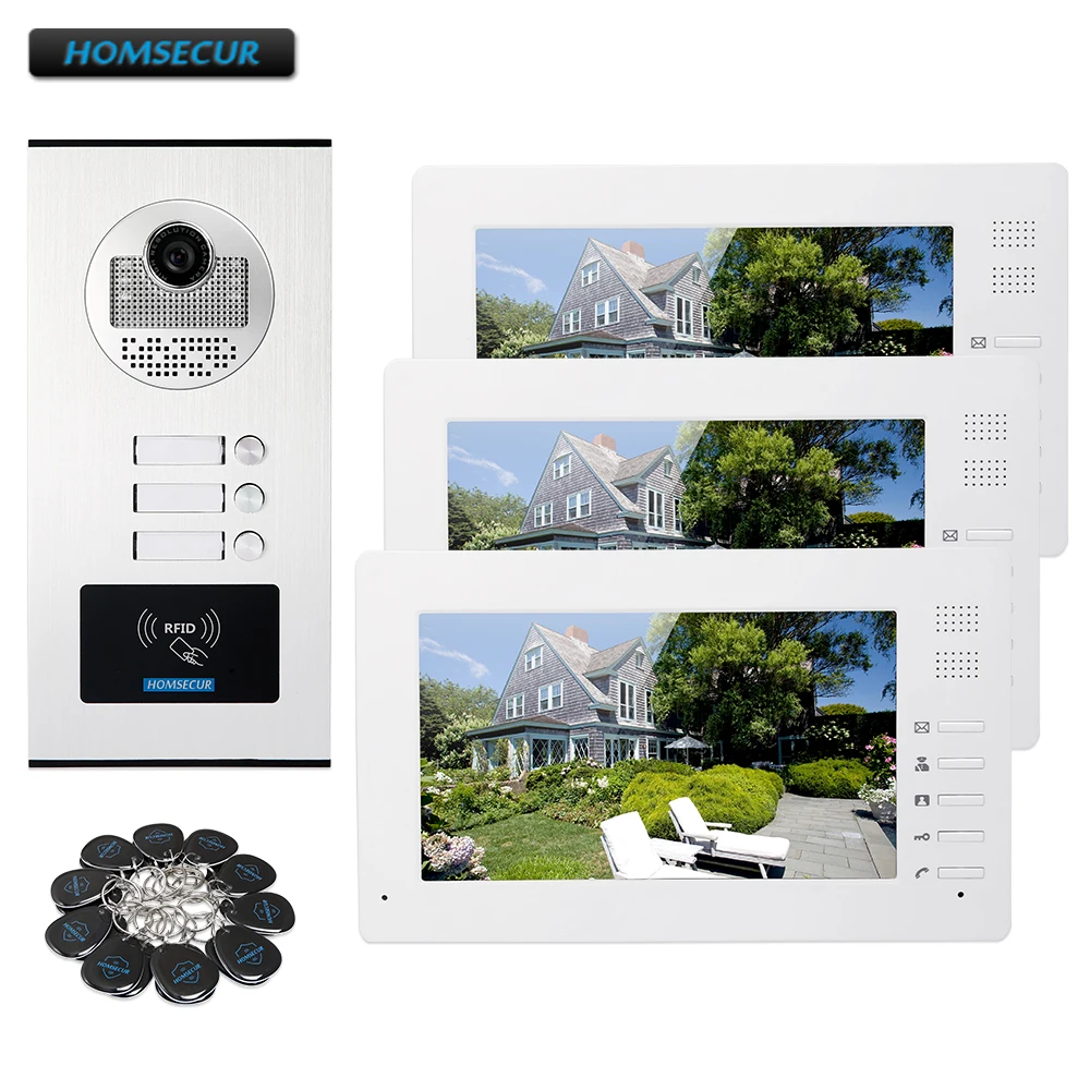 

HOMSECUR 7"Multi Apartment Video Door Phone Intercom Kit+One Button Unlock (XC111-3+XM706)