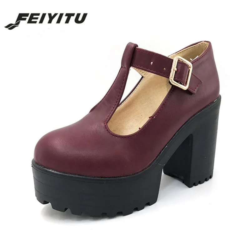 

Feiyitu 35-43 New arrival Autumn winter Shoes woman Ankle boots Female fashion bootie Buckle High heel Platform Retro Cool