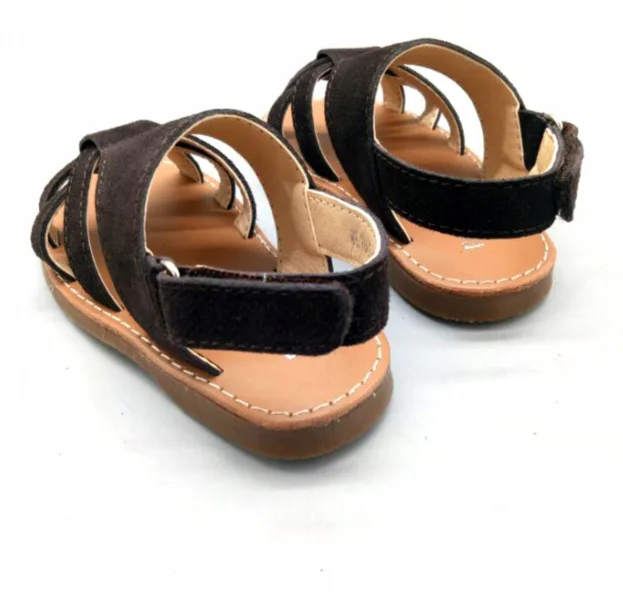 Сандалии для девочек детские сандалии из натуральной кожи обувь для девочек с открытым носком однотонные детские сандалии Детская летняя обувь 150-210 см
