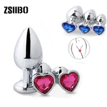 Private goods 3pcs shaped Heart Smooth Steel metal anal plug jewelry crystal butt beads dildo Sex toys for women pussy