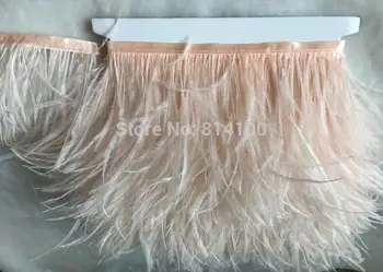 

2yards/lot Pink champagne colors Ostrich Feather Plumes Fringe trim 10-15cm Boa Stripe for Party Clothing Accessories Craft