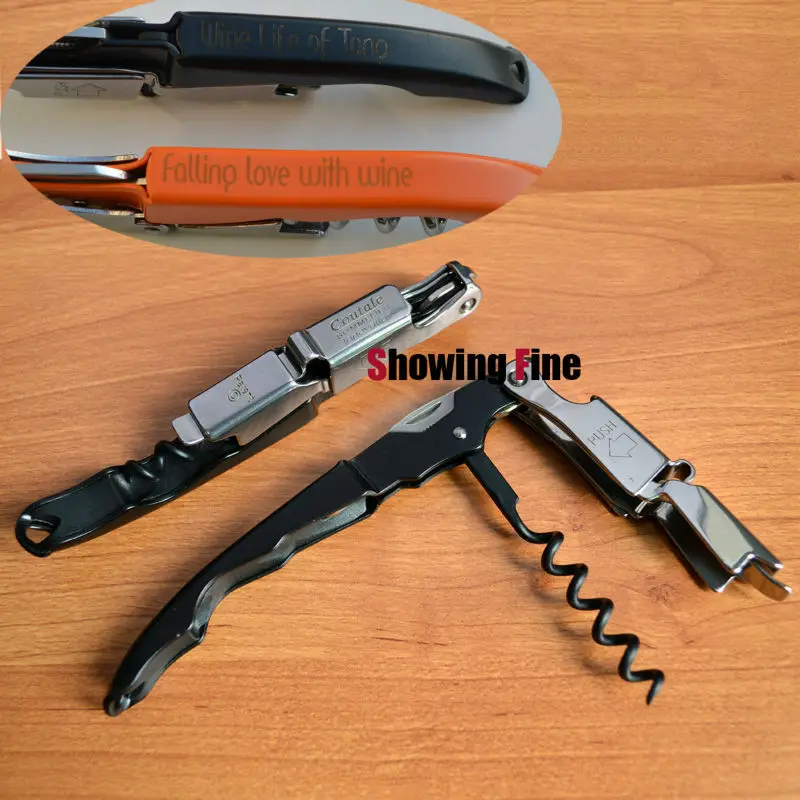 

Personalized Customized Wine Corkscrew Mini Pocket Bottle Opener Two Lever's Waiter's Multi-function Openers Flannel Bag Packing