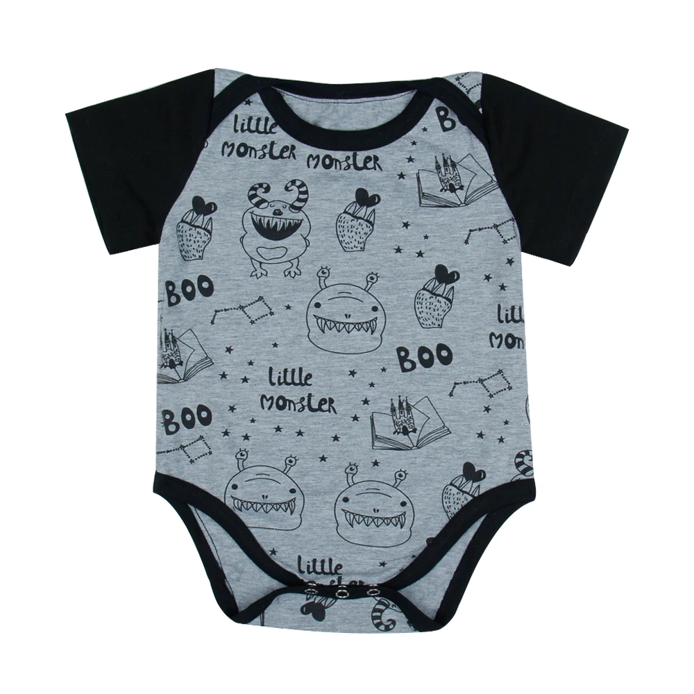 Baby Onesie Short Sleeve Black And Gray Cartoon Letter ...