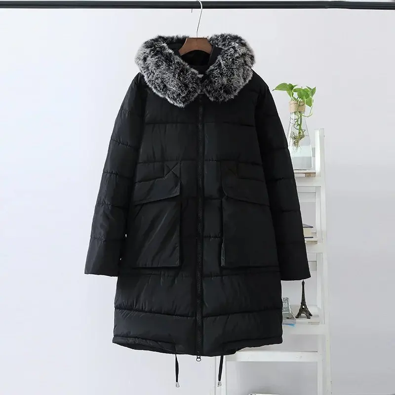 5XL2016NewWomen's winter jacket extra large warm black Casual Women