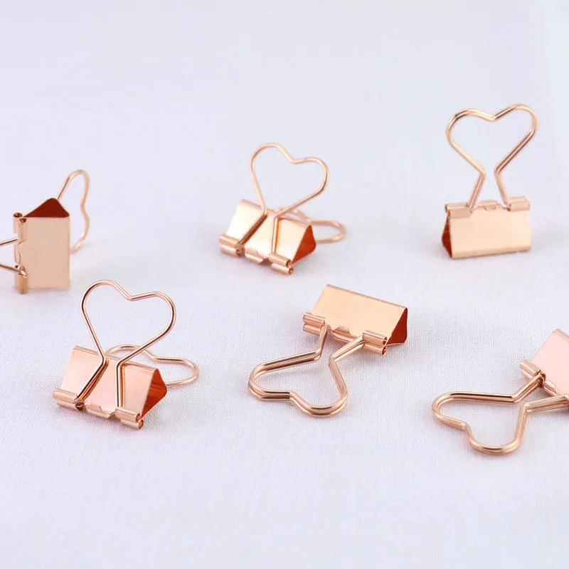 12pcs/box Heart Paper Clip Rose Gold Metal Binder Clips Notes Letter Paper Clip Clamp Supplies 12pcs/box Heart Paper Clip Rose Gold Metal Binder Clips Notes Letter Paper Clip Clamp Supplies