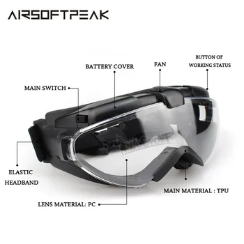 

Tactical Anti-Fogging Goggles With Fan Airsoft Outdoor Shock Resistance Cycling Ultraviolet Protection Eyewear Transparent Lens