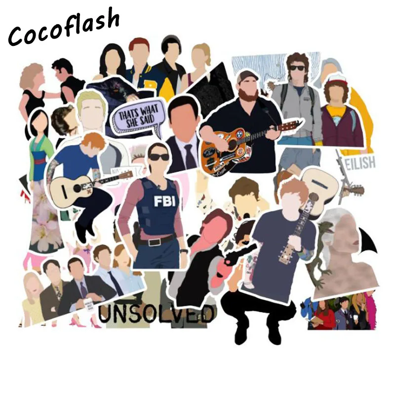 50pcs Profile Of  Movie Character Singer Artist Sticker For Car Motorcycle Suitcase Laptop Outline Stickers Toy For Kids