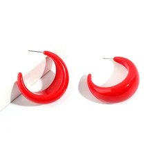 Новые трендовые геометрические акриловые полимерные серьги-кольца для женщин красные/коричневые элегантные очаровательные открытые ювелирные кольца