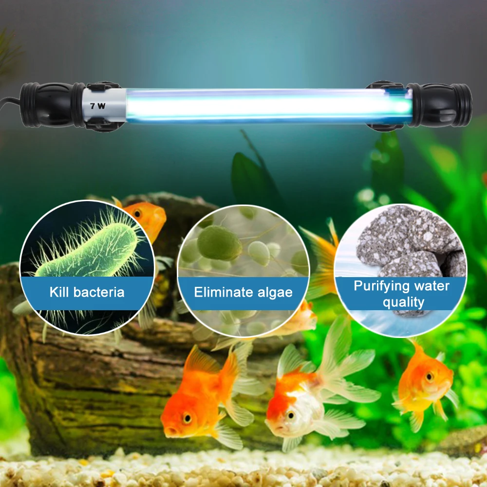 Senzeal, аквариумный светодиодный светильник, УФ стерилизатор, 220 В, 110 В, 7 Вт, 11 Вт, нм, ультрафиолетовый светильник, стерилизатор, погружной, УФ-лампа, УФ-аквариум