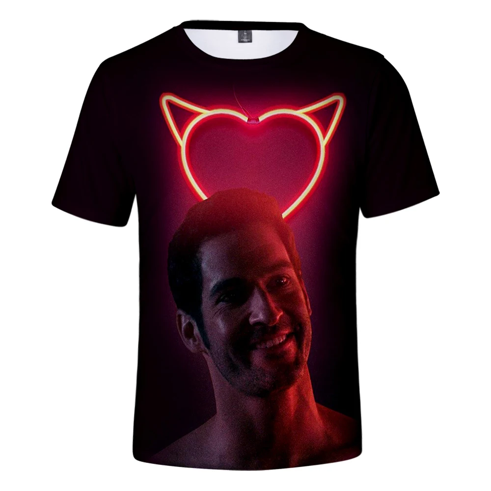 Лидер продаж ТВ серия lucifer 3D футболка с коротким рукавом мужская летняя дышащая