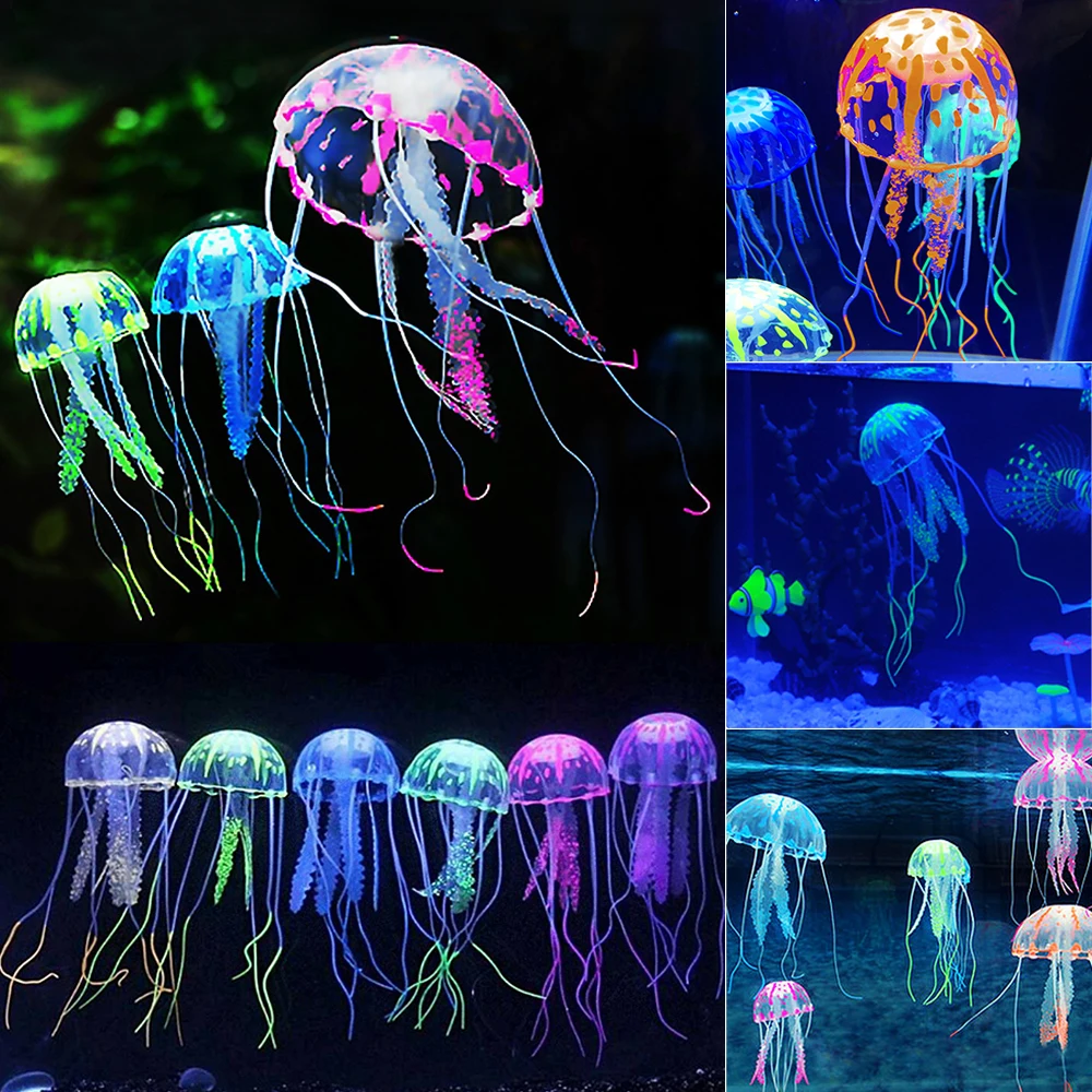 

Artificial Swim Glowing Effect Jellyfish Aquarium Decoration Fish Tank Underwater Live Plant Luminous Ornament Aquatic Landscape