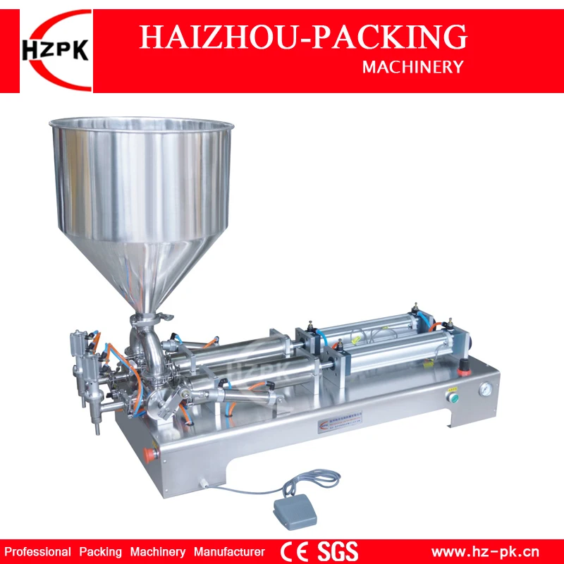 HZPK Semi-automatic Stainless steel Double Heads Liquid Shampoo Filler Paste Filling Machine With Rotary Valve Range 10-100ml um2 um2 extended dual heads extruder hotend stainless steel dual fan bracket for olsson block kit cheapest