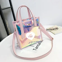 Kpop дважды модные сумки лазерные сумки дважды Прозрачные сумки на плечо два веера подарки, Прямая поставка