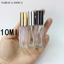 10 мл прозрачный квадрат стеклянный пульверизатор парфюмерная бутылка многоразового использования пустая бутылка толстая подошва