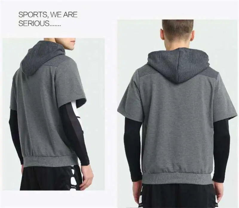 Для мужчин быстросохнущая Кепки свитер с капюшоном Спортивная Джерси сжатия Фитнес рубашка Gymming Бег Баскетбол Футбол футбол куртка 835