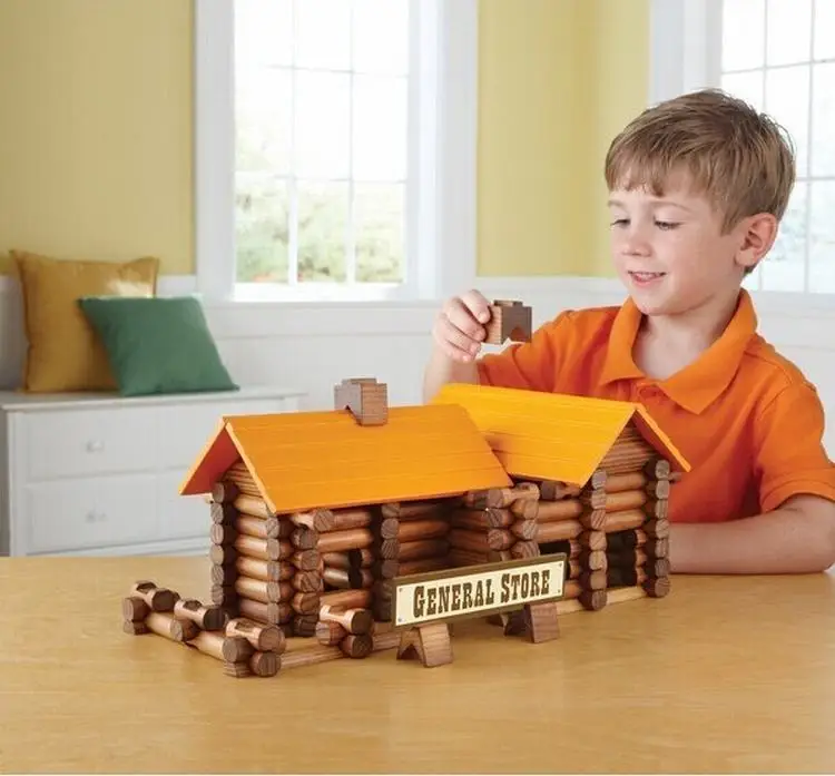 165PCS/Set Built The Cabin Wood Log Set Wooden Toy Baby Early Educational Toys Creative Building Blocks With Legoed baby-building-blocks : image 165PCS/Set Built The Cabin Wood Log Set Wooden Toy Baby Early Educational Toys Creative Building Blocks With Legoed baby-building-blocks