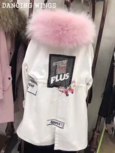 Winter Women Fur Parka 2017 Fashion Multi Color Real Fox Fur Liner Long Winter Jacket Large