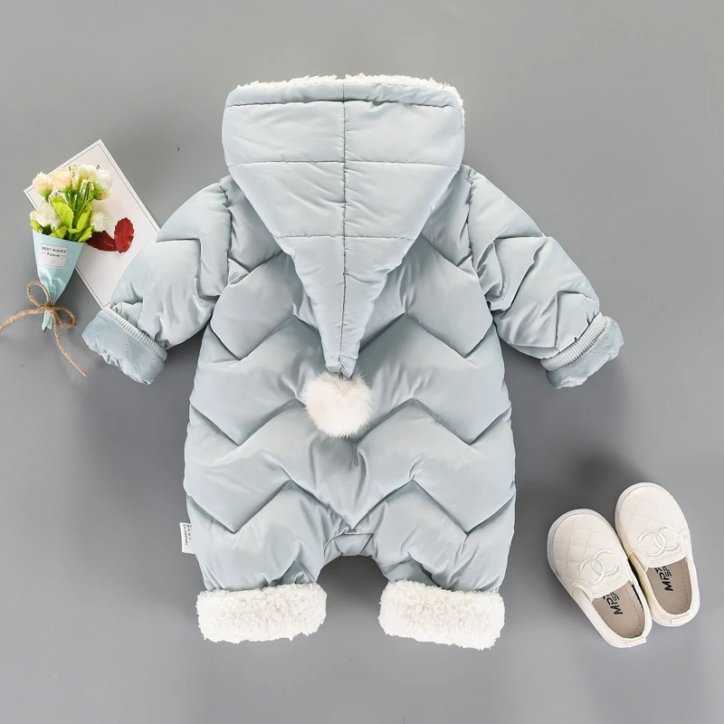 Модная Милая зимняя одежда для маленьких девочек и мальчиков; теплый флисовый бархатный комбинезон для новорожденных; Детский костюм; одежда