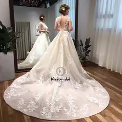 Casamento Аппликация Кружева свадебное платье 2018 vestidos de noiva модно органза свадебные платья без рукавов