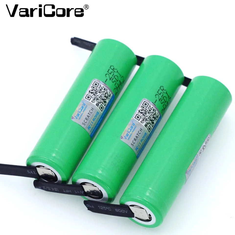 2 шт. Оригинальный VariCore INR18650-25R разряд 20 А аккумуляторы для электронных сигарет 2500