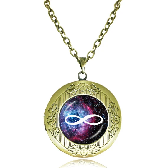 

Galaxy art jewellery universe photo locket necklace nebula cluster pendant cross 8 infinity necklace space choker neckless women