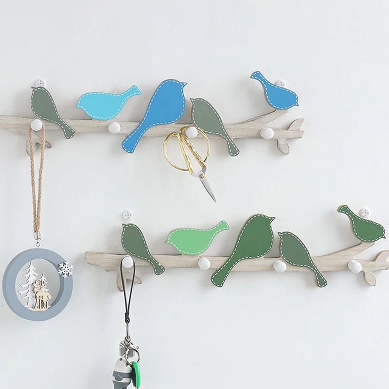 

Wall Hooks Hanger For Kitchen Bathroom Bedroom Clothing Coat Hook Handbag Storage Hanger Decoration Bird Wooden Wall Mounted
