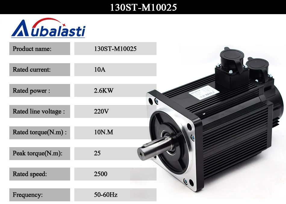 Aubalasti 2.6KW серводвигатель переменного тока 10н. М 2500 об/мин 130ST-M10025 двигатель переменного тока Соответствует Серводвигатель AASD30A полный комплект двигателя