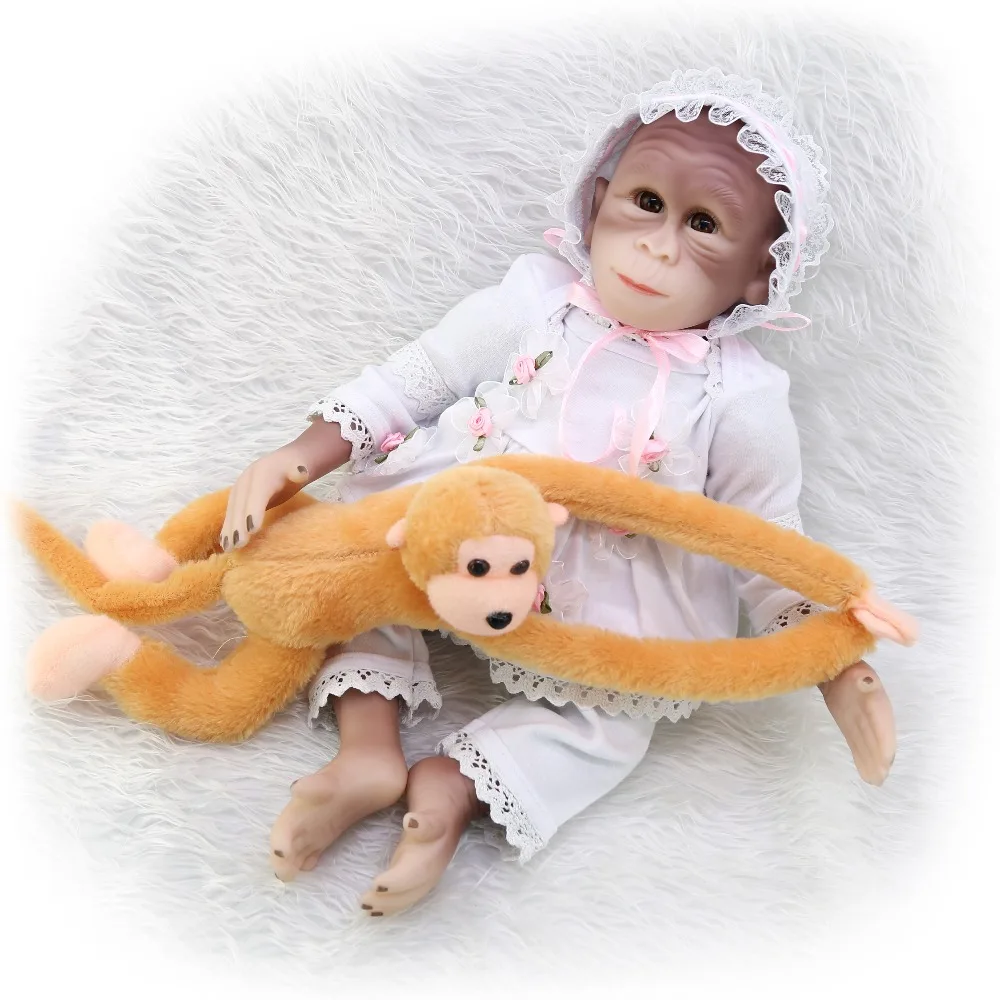 46 см уникальный силиконовый Reborn Monkey Baby Doll игрушки Реалистичные 18 дюймов Маленькая обезьяна кукла для мальчиков и девочек Рождественский