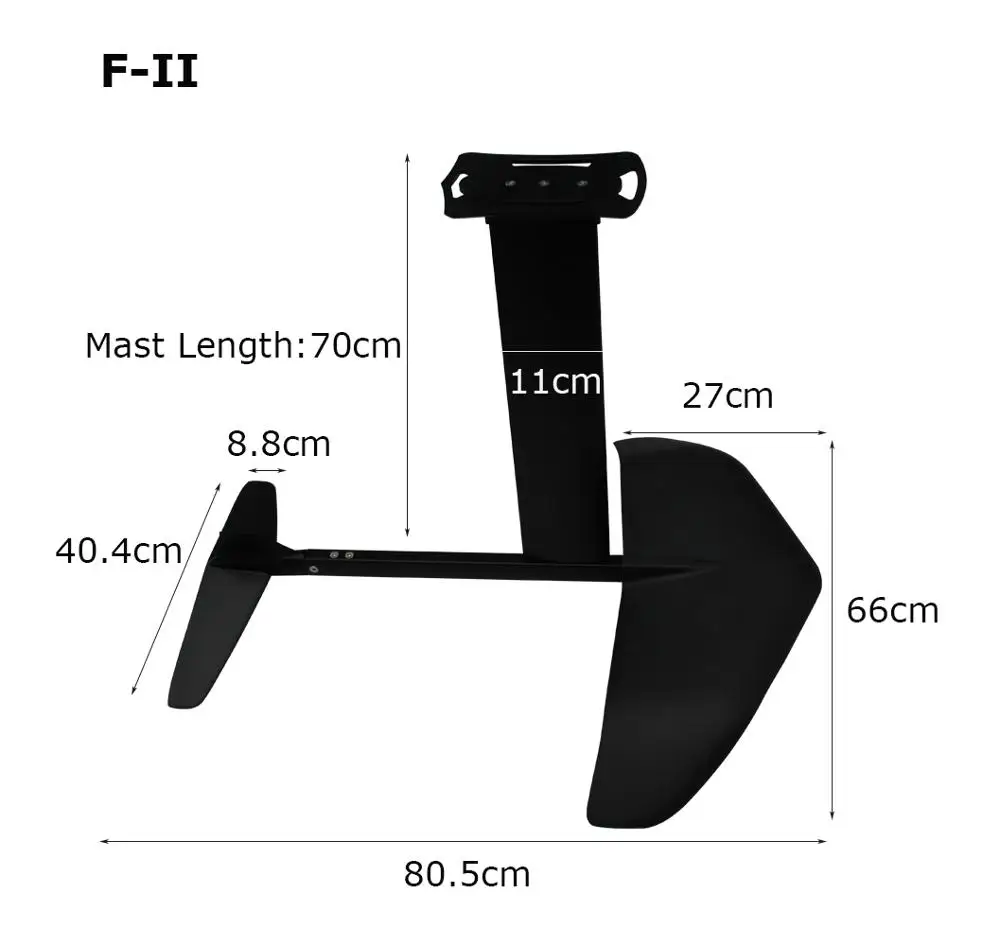 ZJ Высококачественная углеродная гидро Фольга для SUP Paddleboard фольга FII с углеродными крыльями и алюминиевой мачтой - Цвет: Mast 70cm