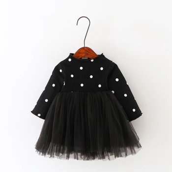 

Baby Girls Polka Dot Long Sleeve Patchwork Mesh Princess Party Infant Tutu Dress Kids Clothes Vestidos roupas de bebe