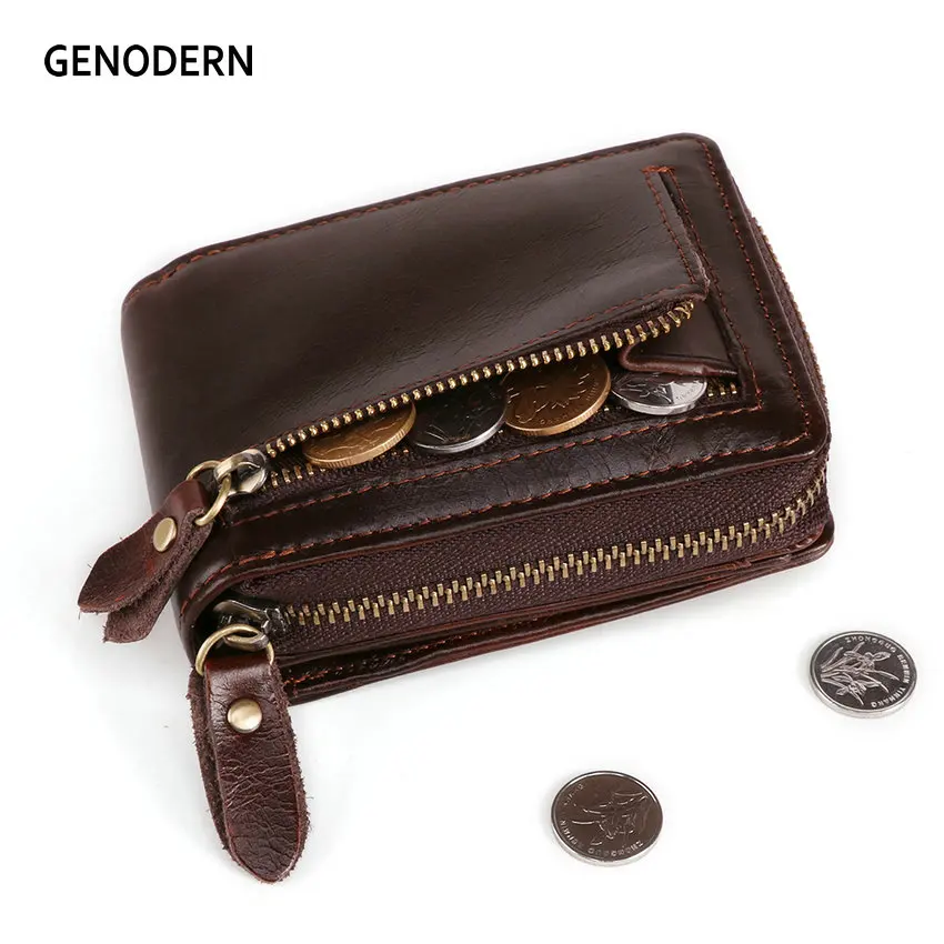 

GENODERN Unisex RFID Card Holders Wallet with Driver License & Coin Wallet Large Capacity Genuine Leather Credit Holders Purses