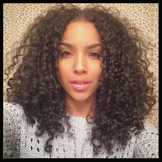 Natural Middle Part Fashion Hairstyle Kinky Curly Lace Wig ...