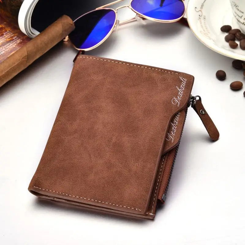 Кошелек Carteira masculina cartera portfel кожаные кошельки Carteiras Monedero Hombre Billeteras Monnaie Homme маленький мужской кошелек - Цвет: Coffee