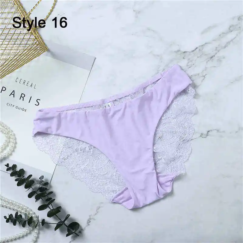 Sexy Seamless Lace Brief For Women Sexy Lace Ice Silk Underwear 21 Color Fashion Soft Lingerie Female Panties