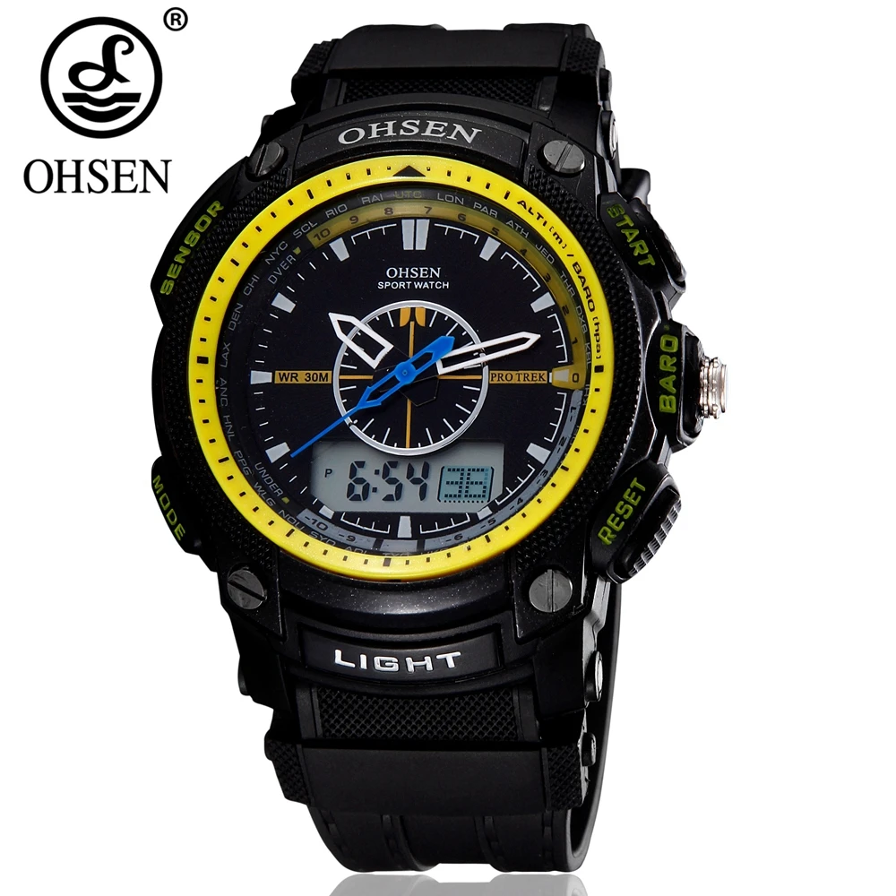 OHSEN цифровой бренд кварцевые мужские спортивные наручные часы 30 м