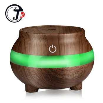 

300ML Wood Grain Air Humidifier Mini USB Ultrasonic Humidifier Oil Diffuser with LED Night Lamp Colorful For Home Office