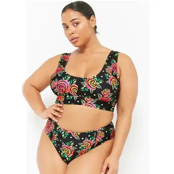 

Floral Print Big Size Swimsuit For Women,2018 Sexy Plus Size Floral Swimwear Push up Female Bikini set Large Size Biquini XL-3XL